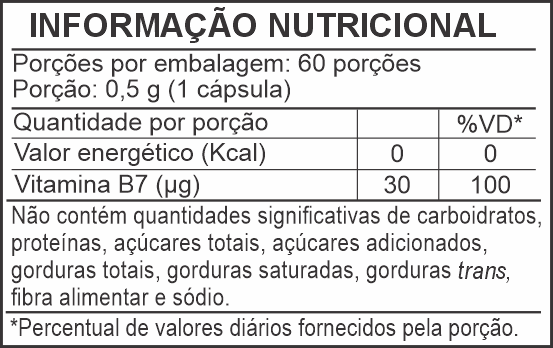 Informação Nutricional - BIOTINA